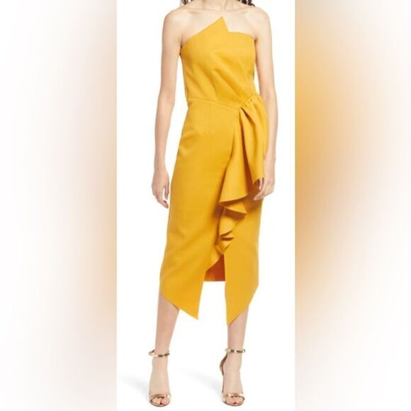 Elliatt Reception Cascade Ruffle Coctail Strapless Dress NWT - Picture 5 of 13